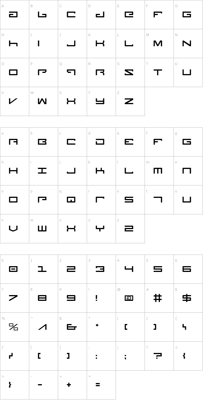 Character Map Legion Font