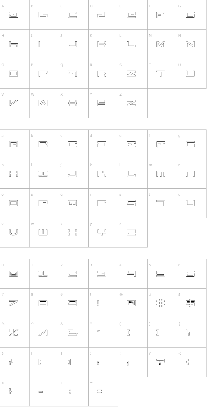Character Map Legion Outline Font