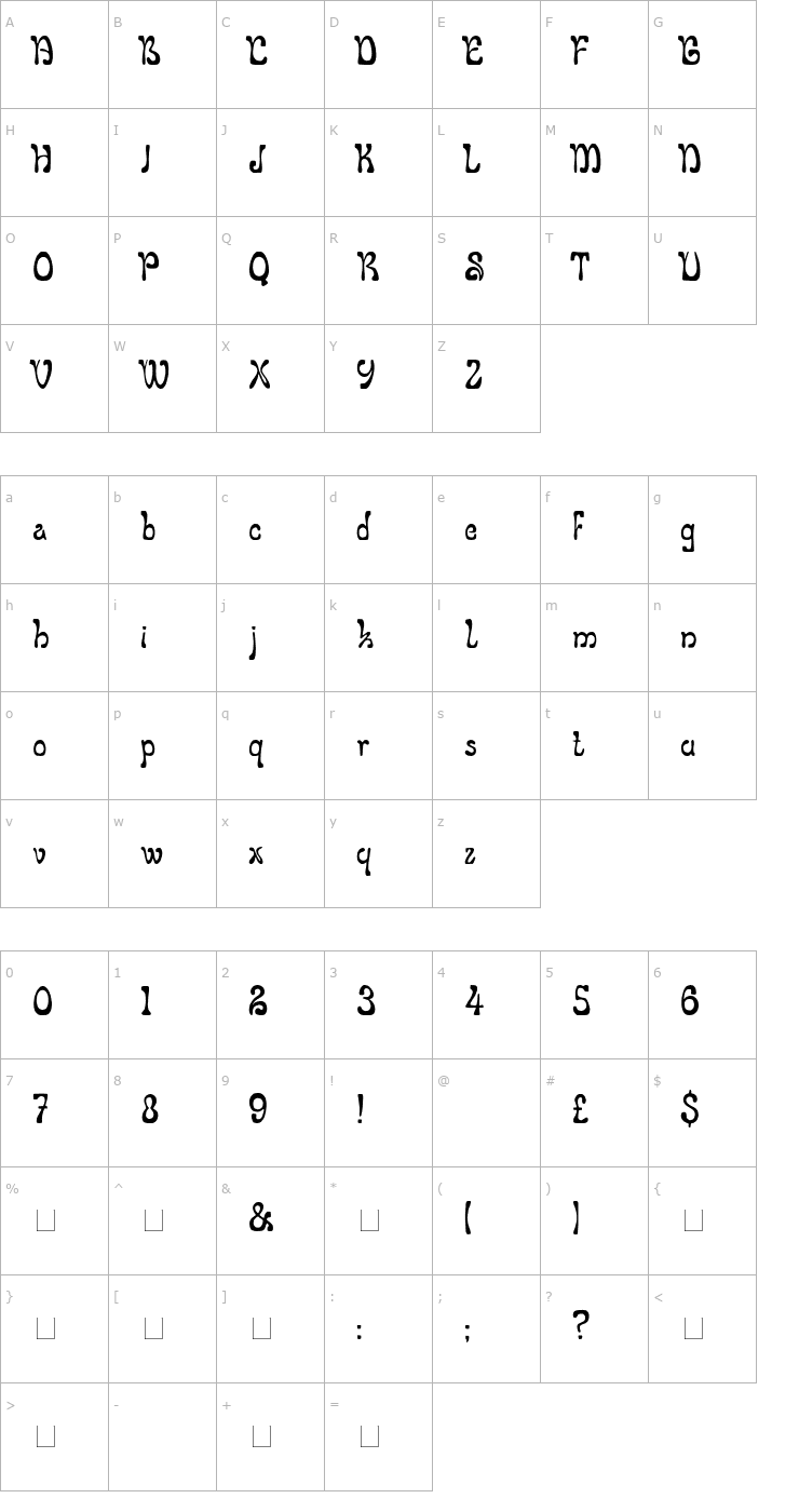 Character Map LeGolf Font