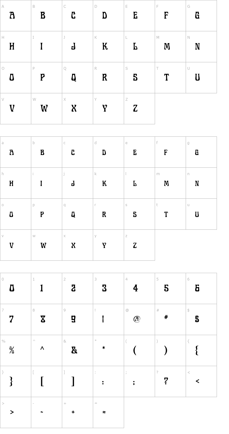 Character Map Legrand Font
