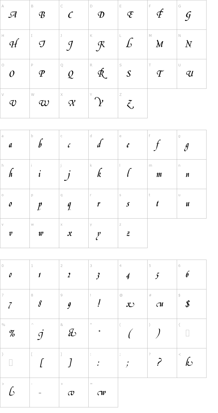 Character Map LeGriffePlain Font