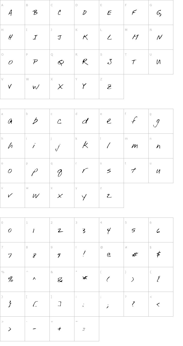 Character Map LEHN001 Font