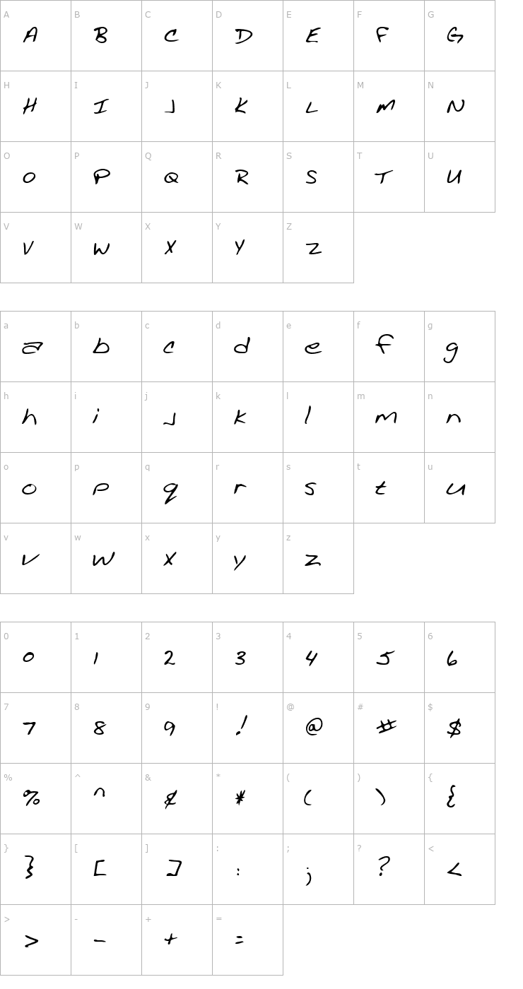 Character Map LEHN002 Font