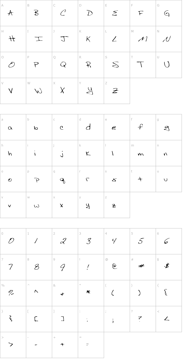 Character Map LEHN003 Font