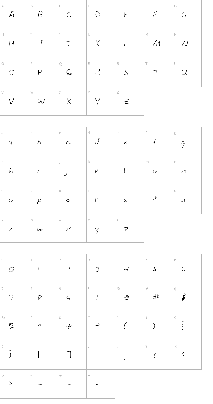 Character Map LEHN004 Font