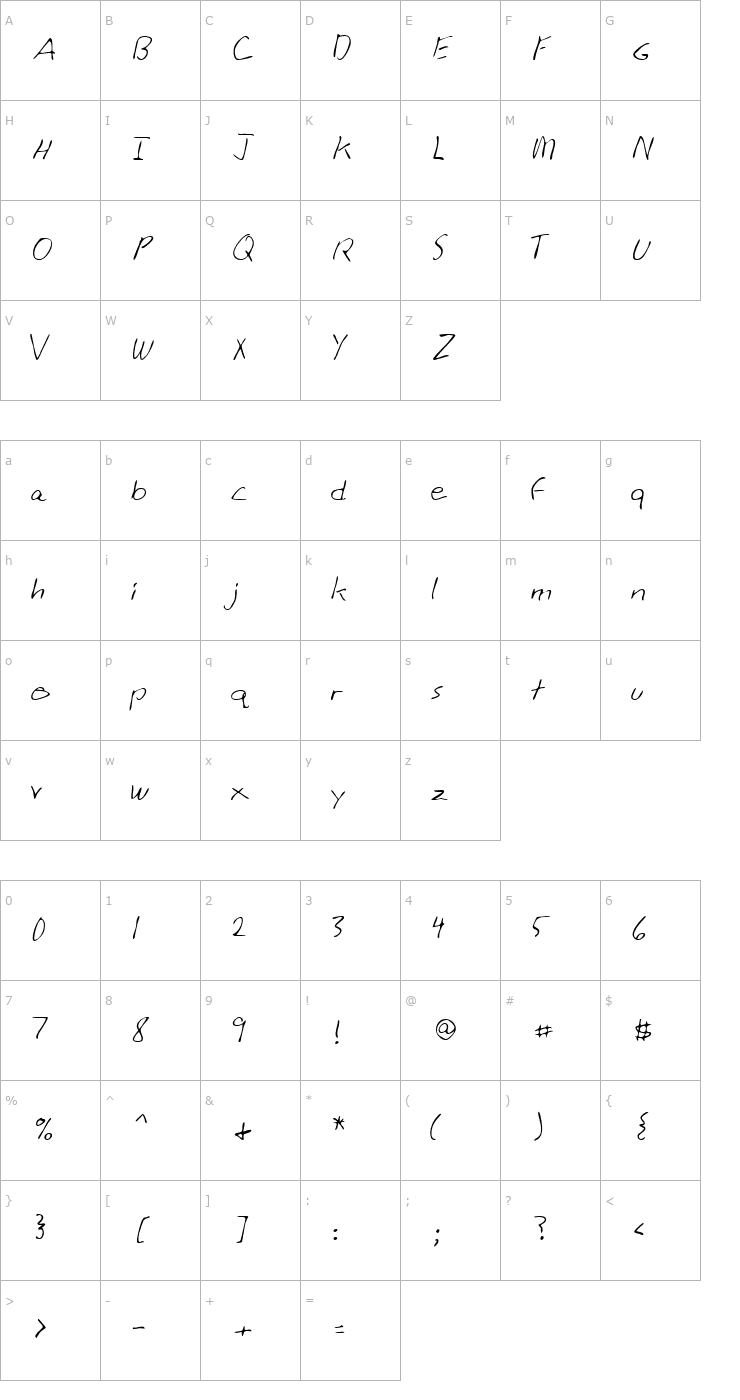 Character Map LEHN007 Font