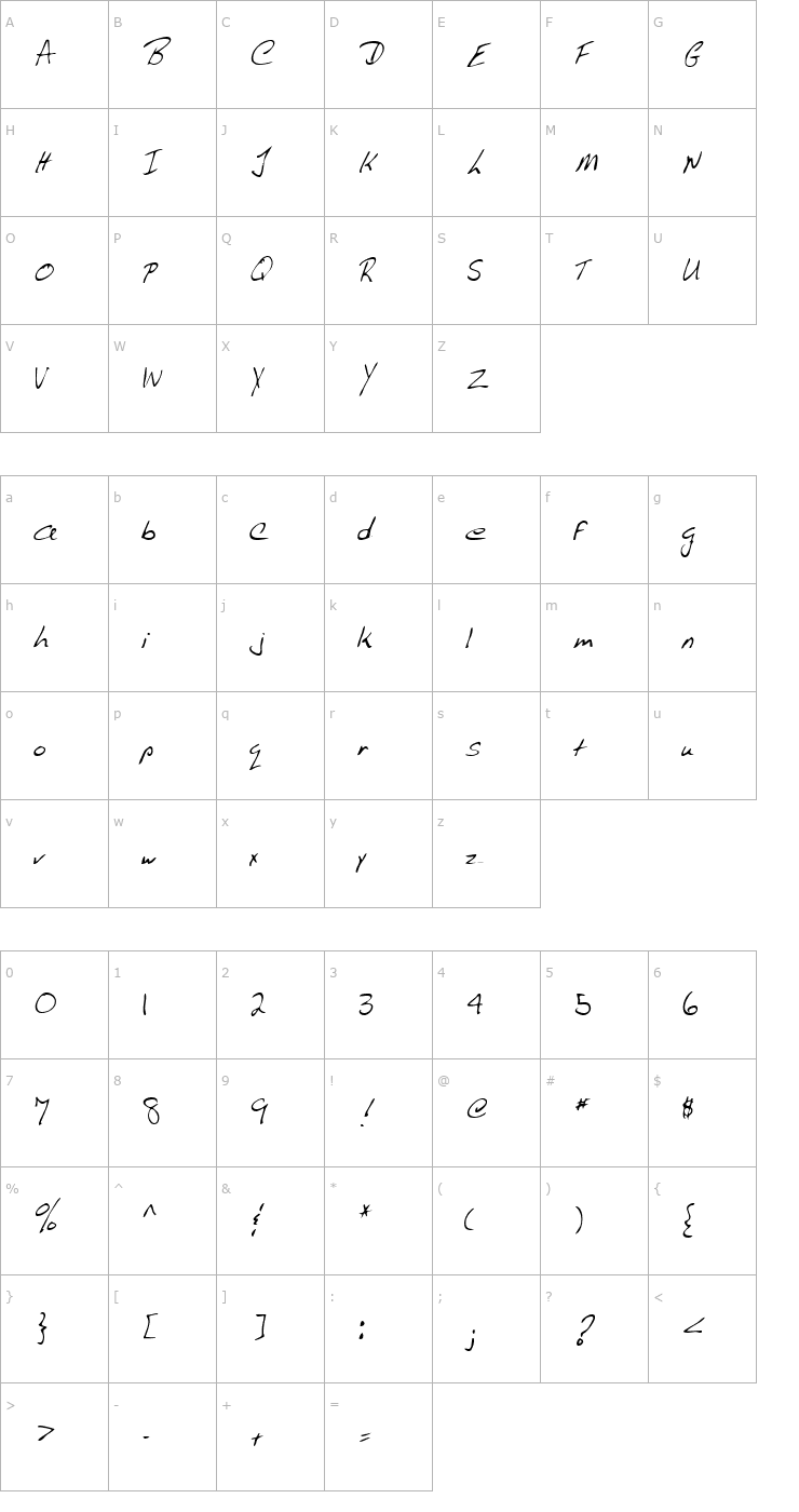 Character Map LEHN009 Font