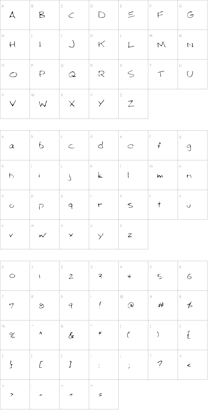 Character Map LEHN012 Font