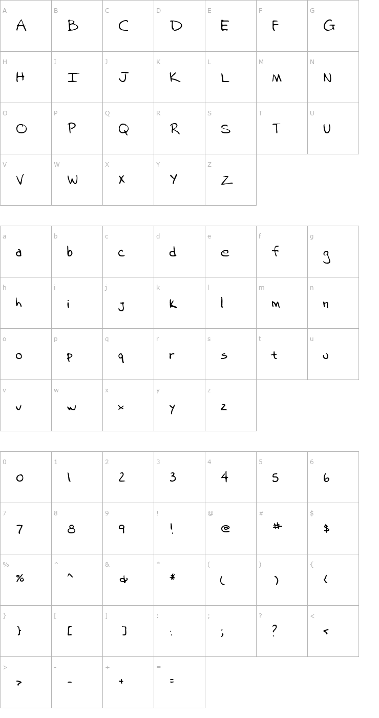 Character Map LEHN018 Font