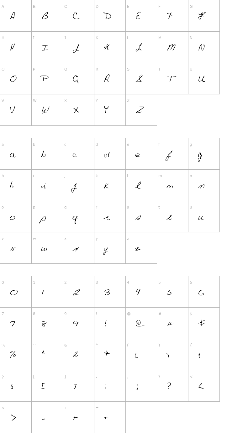 Character Map LEHN019 Font