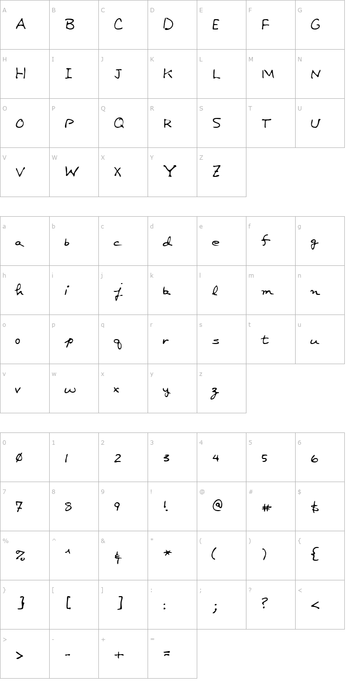 Character Map LEHN020 Font