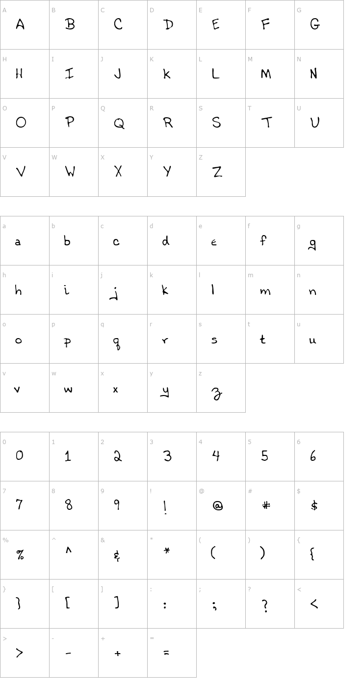 Character Map LEHN021 Font