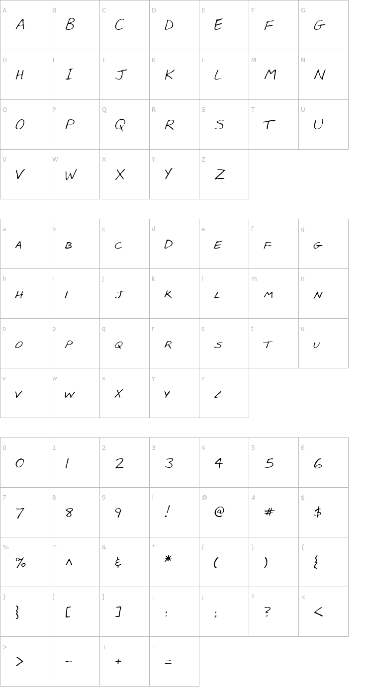 Character Map LEHN023 Font