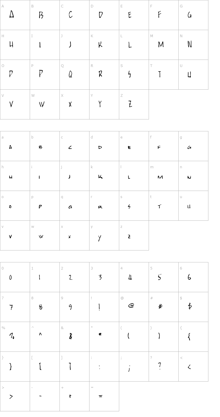 Character Map LEHN025 Font