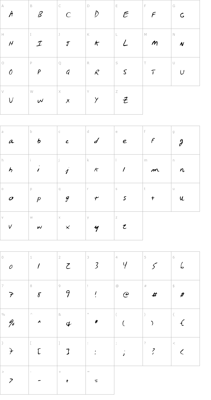 Character Map LEHN027 Font