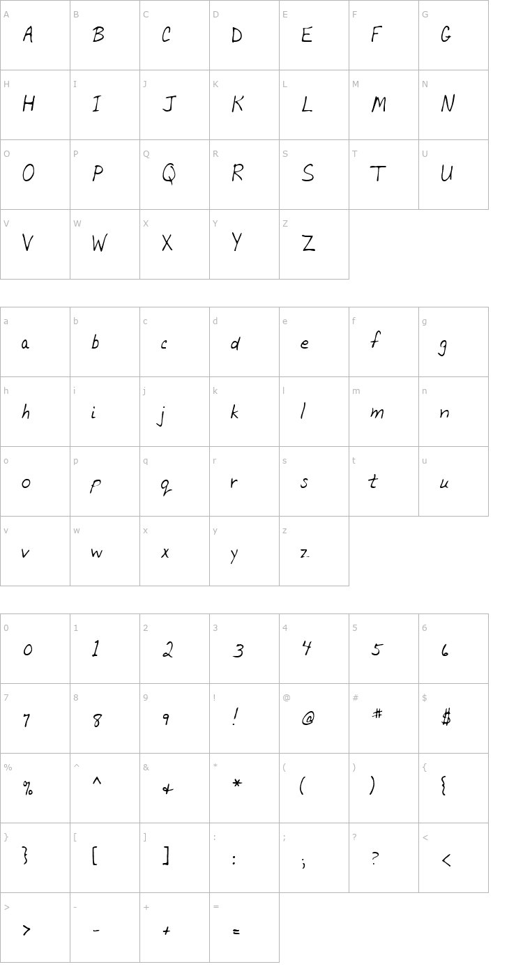 Character Map LEHN028 Font