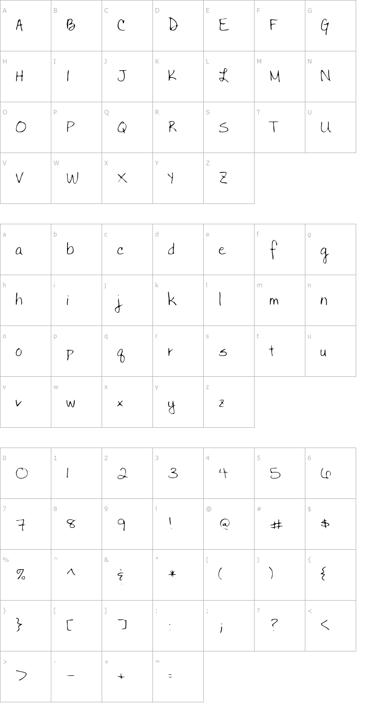 Character Map LEHN030 Font