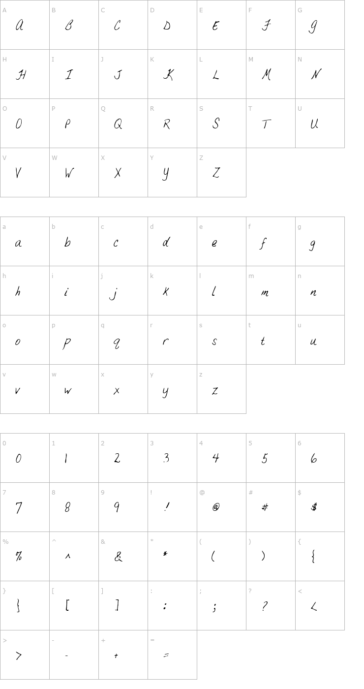 Character Map LEHN033 Font