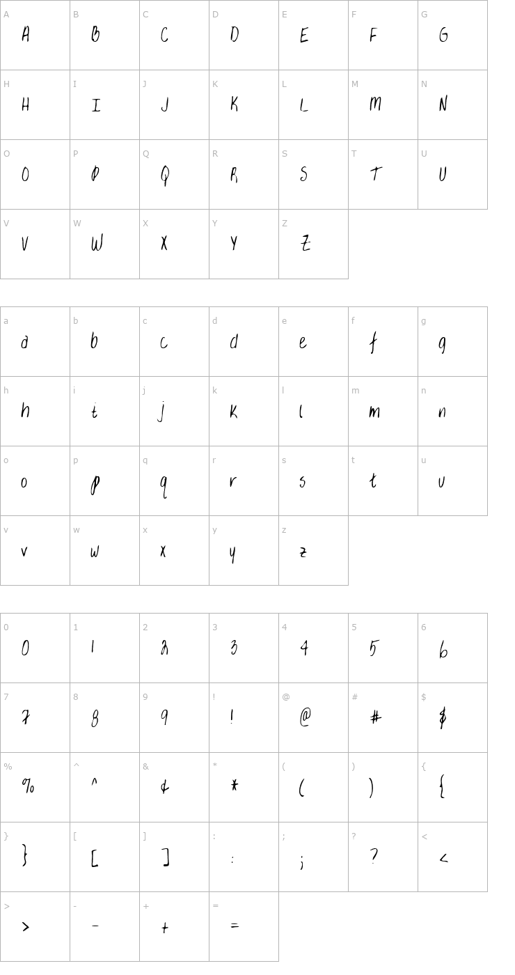 Character Map LEHN034 Font