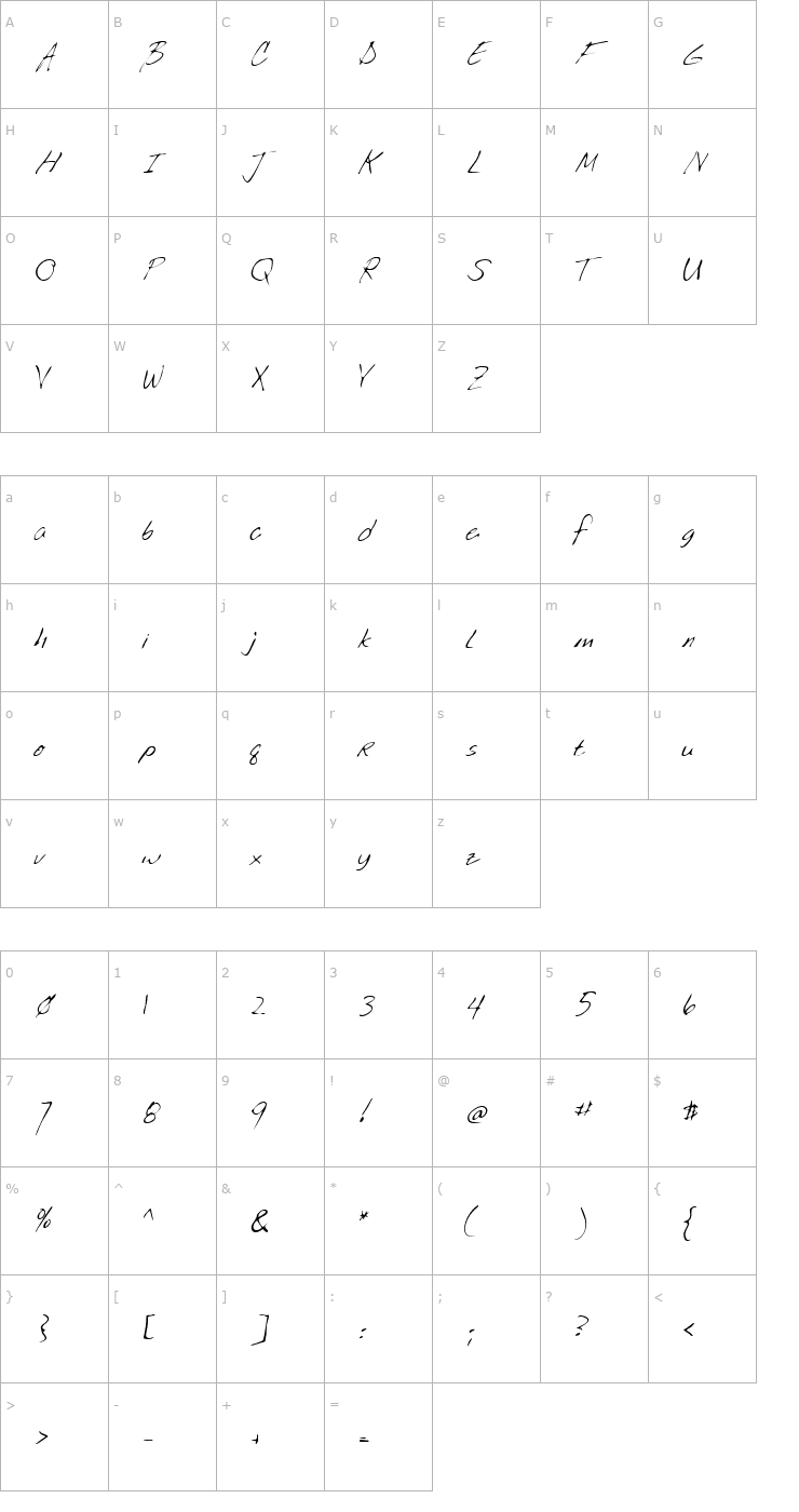 Character Map LEHN035 Font