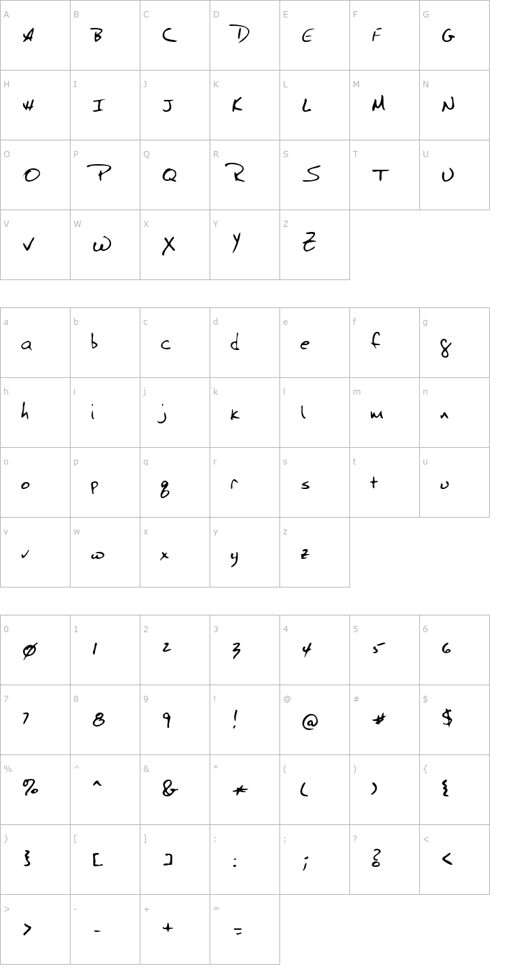 Character Map LEHN040 Font