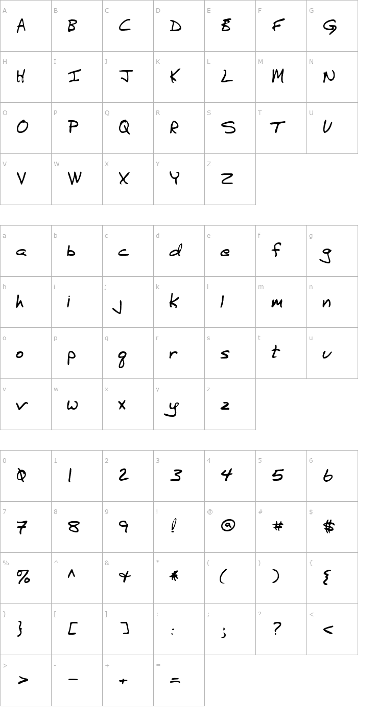 Character Map LEHN041 Font