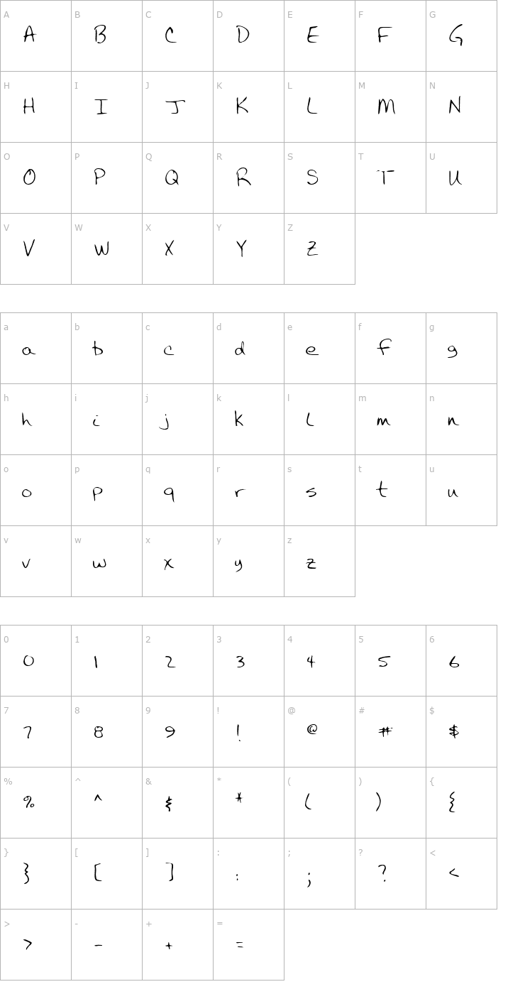 Character Map LEHN043 Font