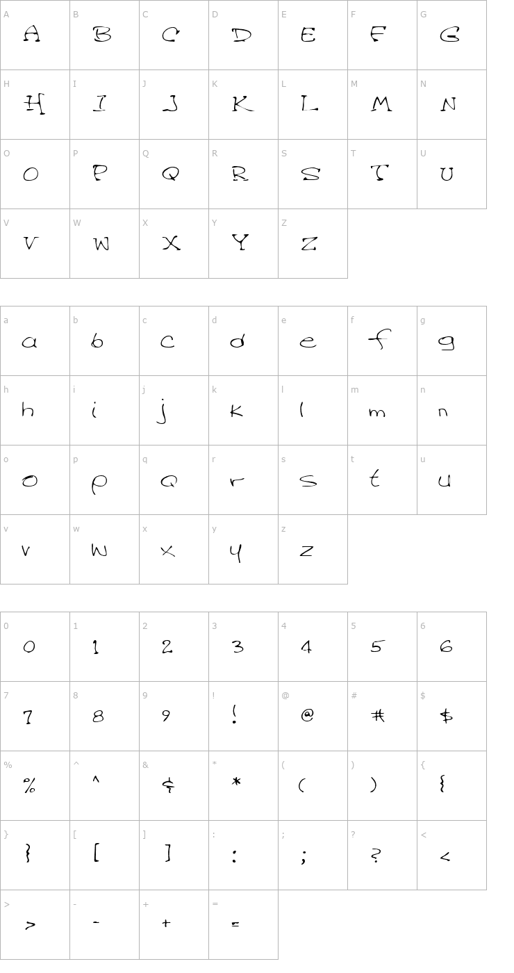 Character Map LEHN045 Font