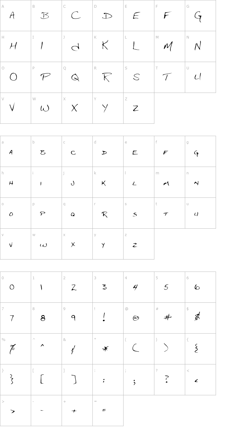 Character Map LEHN048 Font