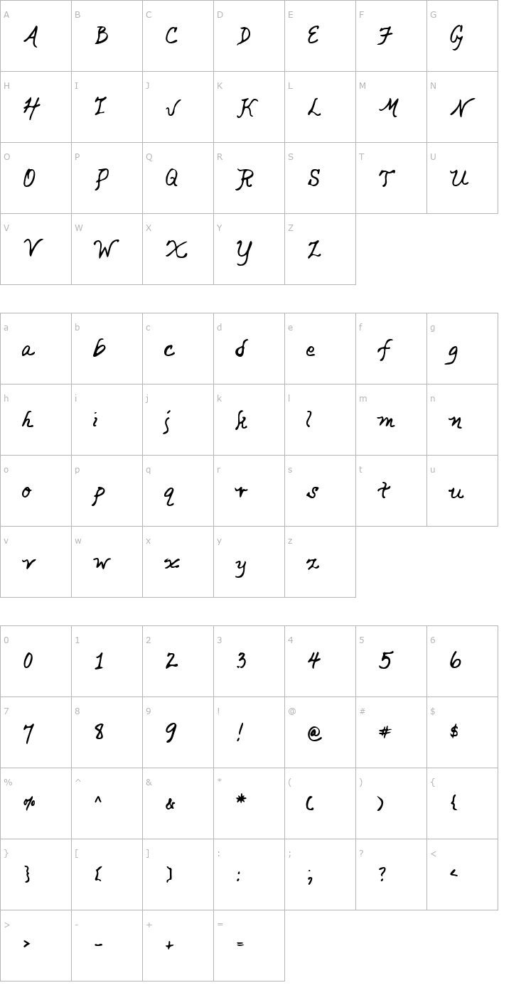 Character Map LEHN049 Font