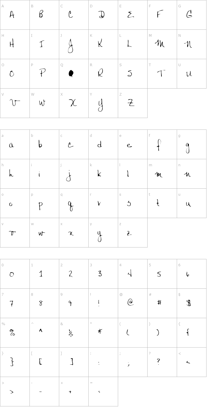 Character Map LEHN050 Font