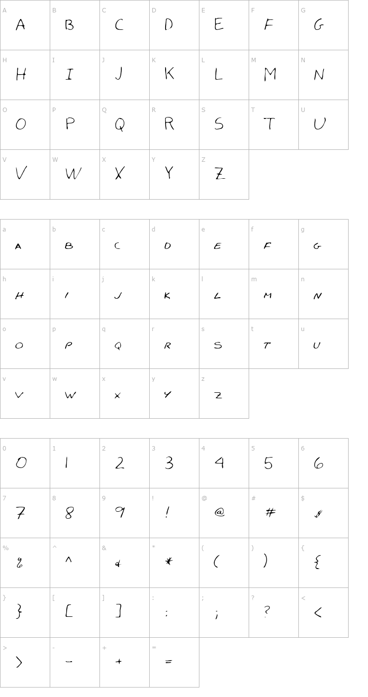 Character Map LEHN051 Font