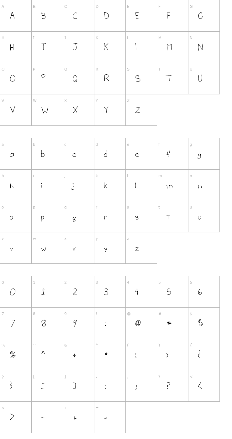 Character Map LEHN052 Font