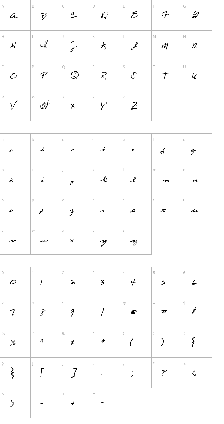 Character Map LEHN053 Font