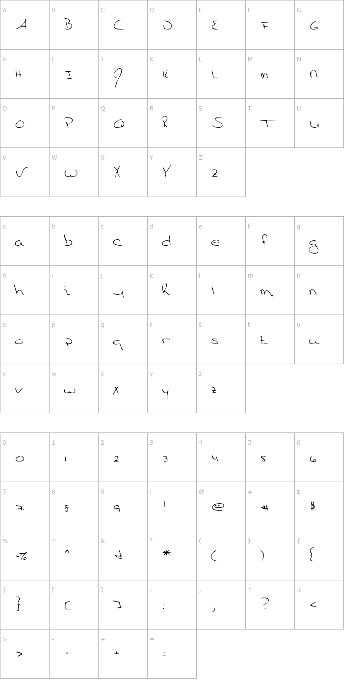 Character Map LEHN055 Font