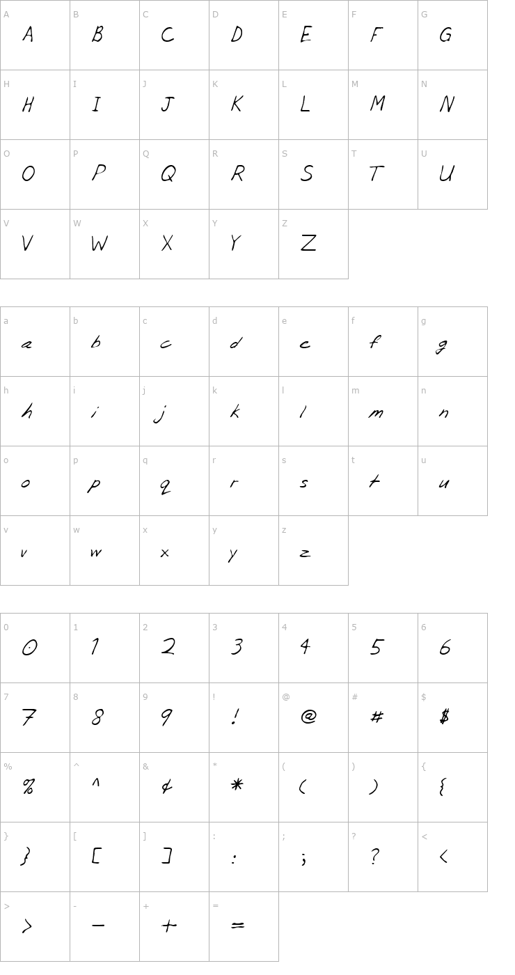 Character Map LEHN056 Font