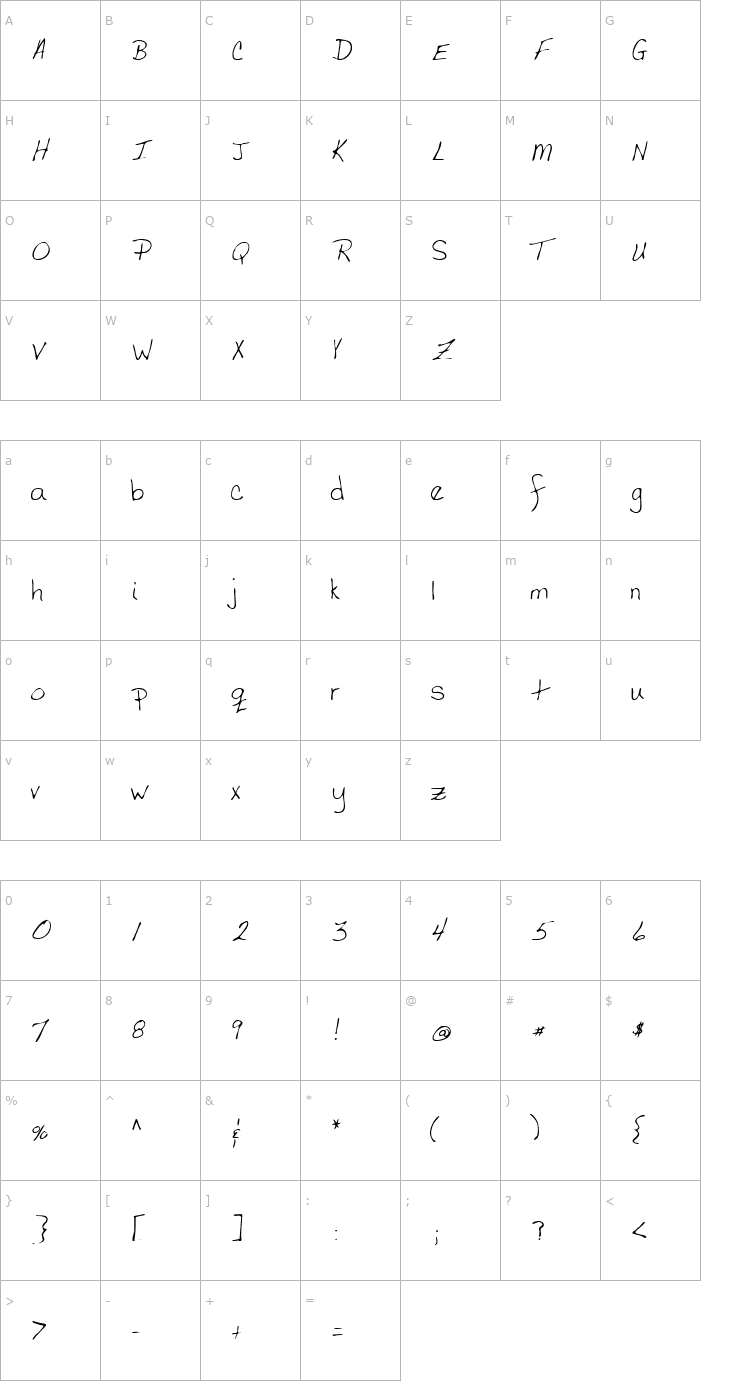 Character Map LEHN058 Font