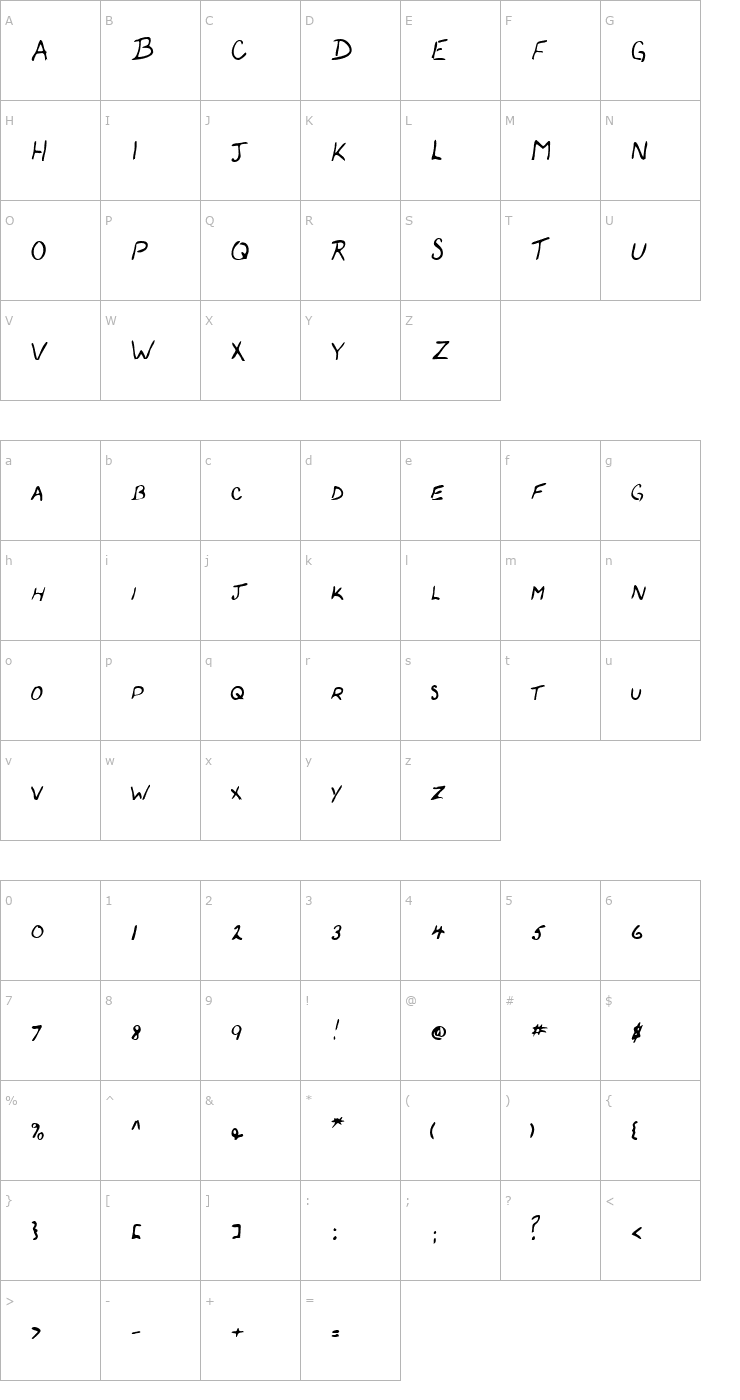 Character Map LEHN059 Font