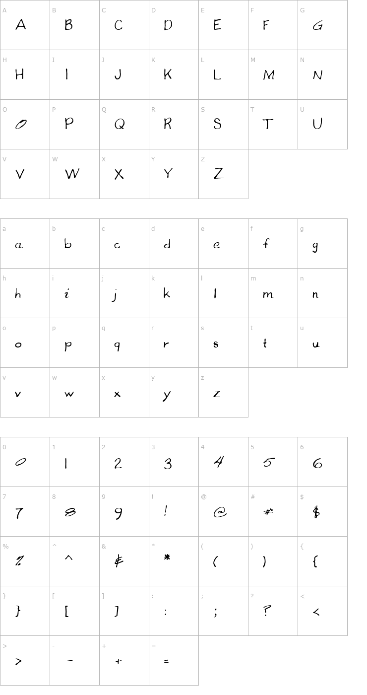 Character Map LEHN060 Font