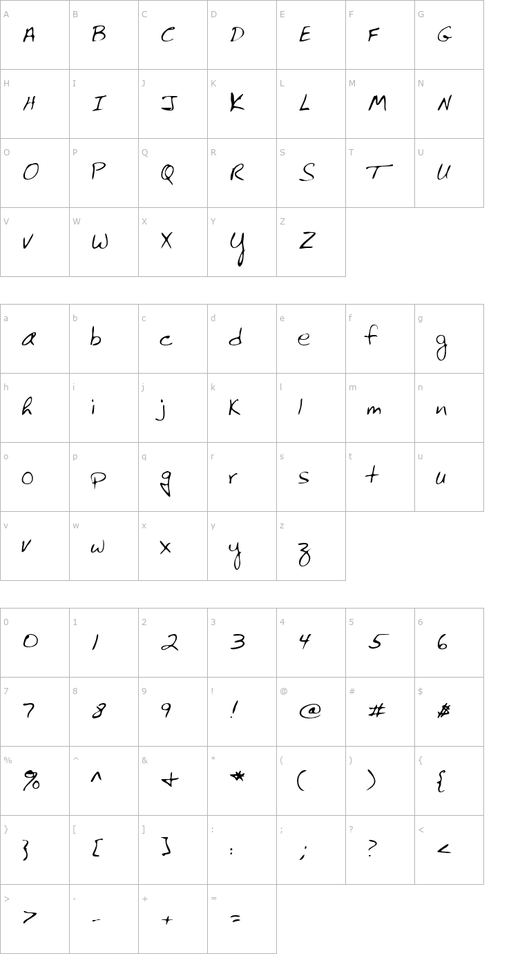 Character Map LEHN061 Font