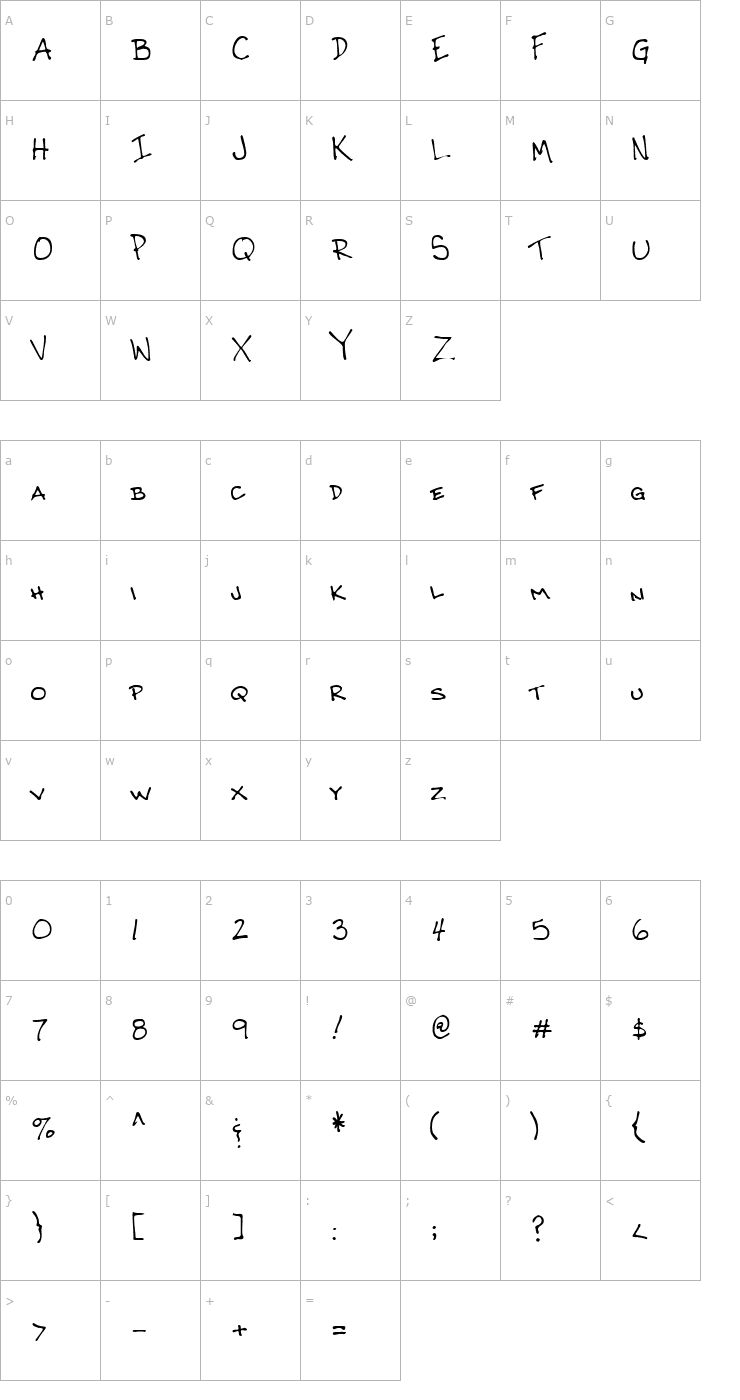 Character Map LEHN062 Font