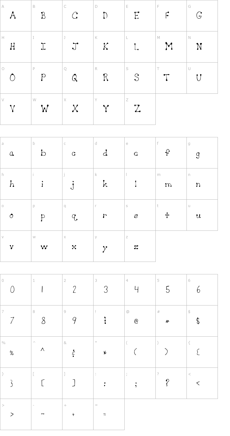 Character Map LEHN064 Font