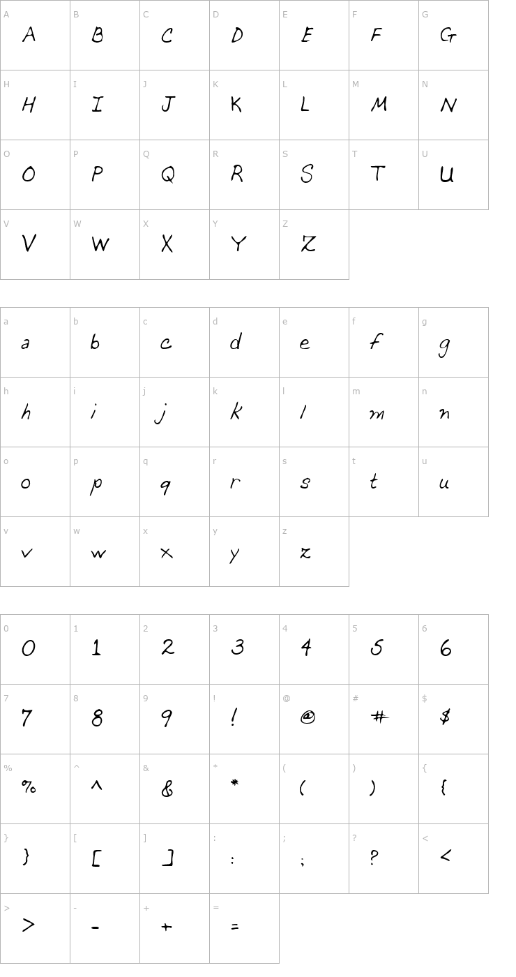 Character Map LEHN069 Font