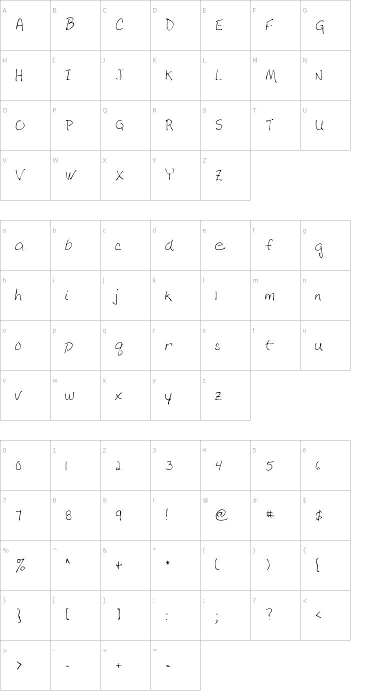 Character Map LEHN070 Font