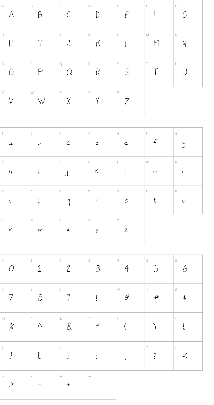 Character Map LEHN071 Font