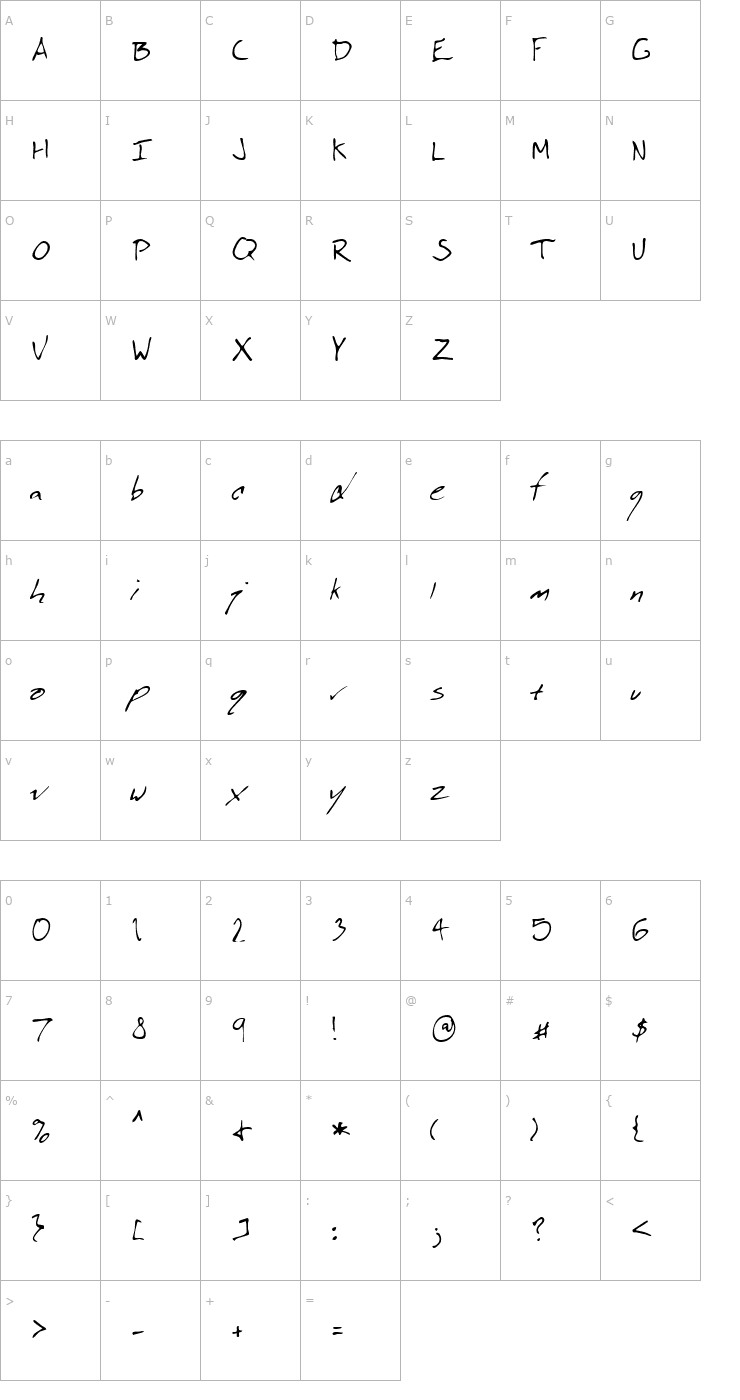 Character Map LEHN074 Font