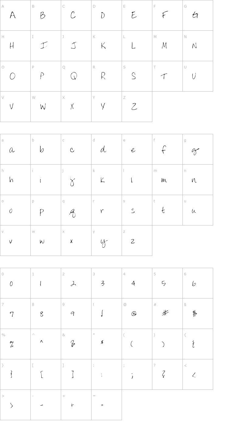 Character Map LEHN075 Font