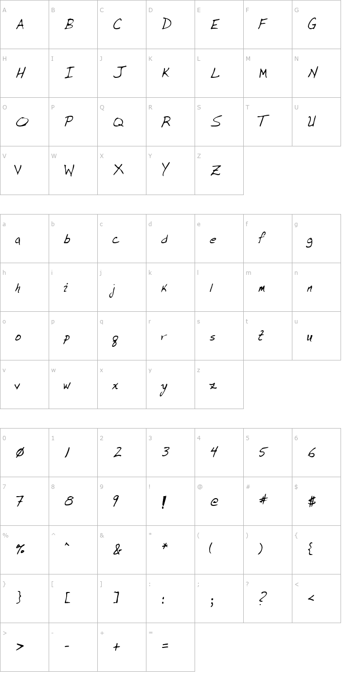 Character Map LEHN077 Font
