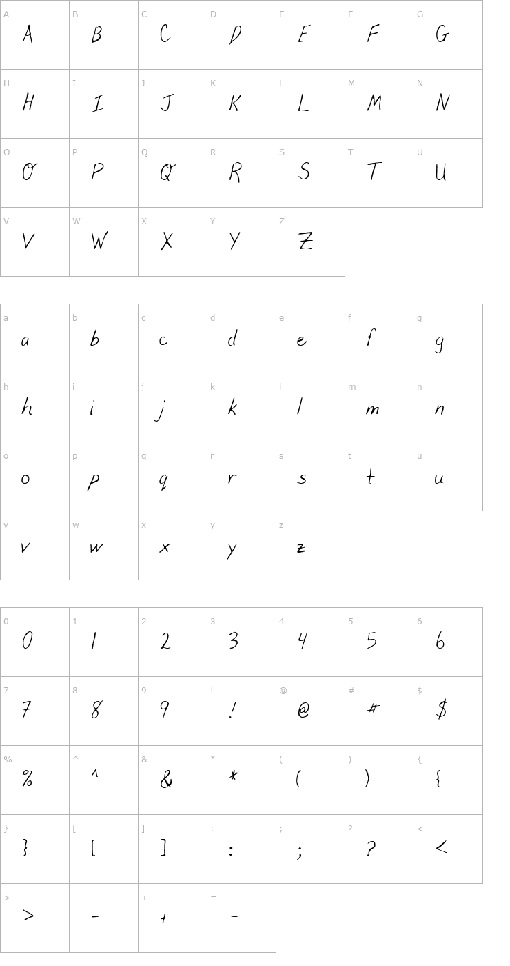 Character Map LEHN078 Font