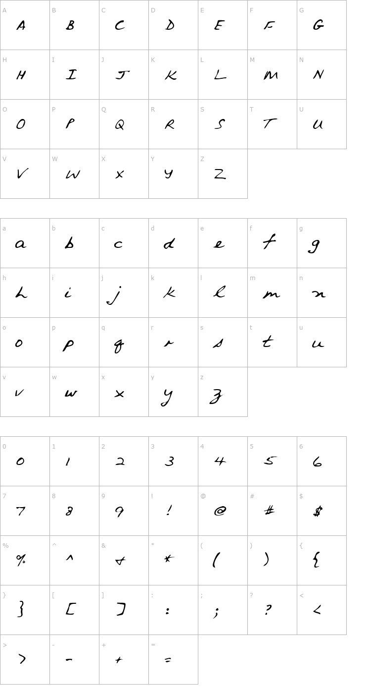 Character Map LEHN079 Font